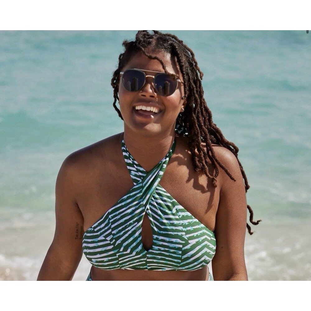 Aerie Crossover Keyhole Halter Bikini Top Size Small Bottom Size Medium